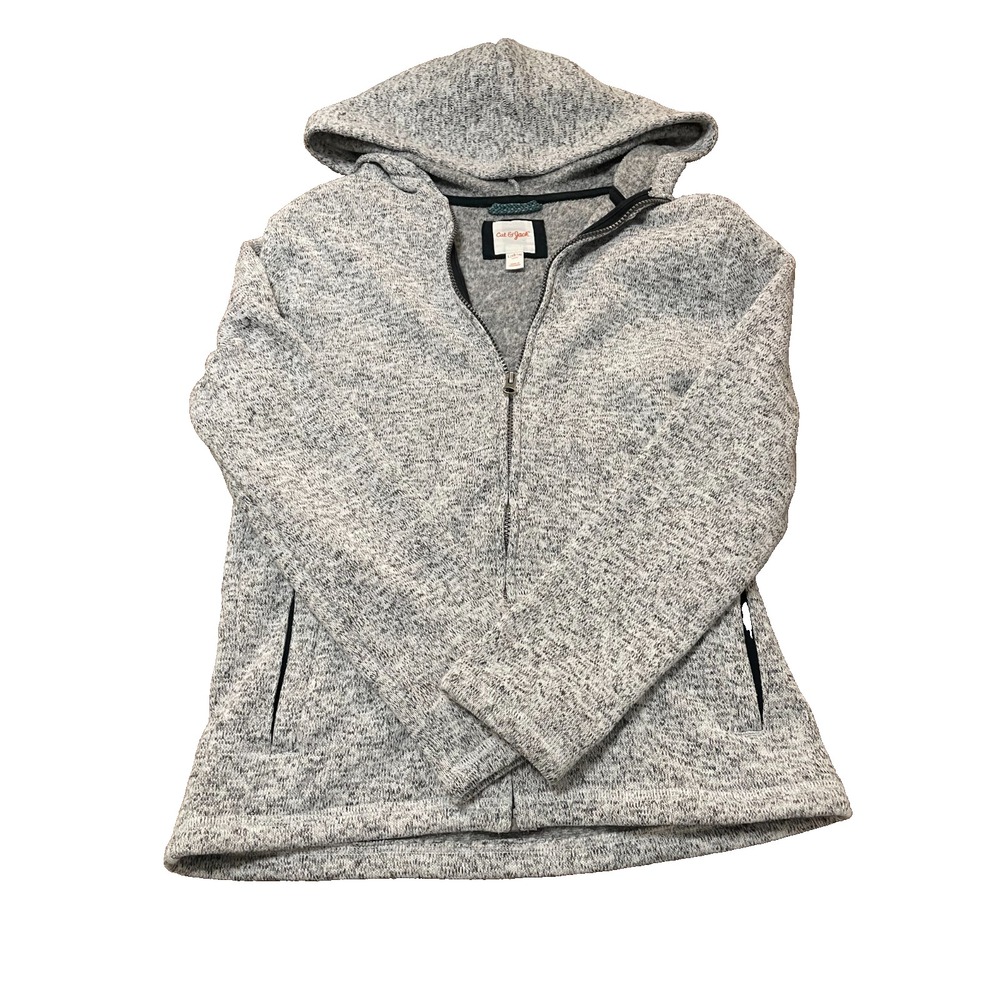 Cat & Jack Grey Zip Up Hooded Light Jacket Youth Large 12/14